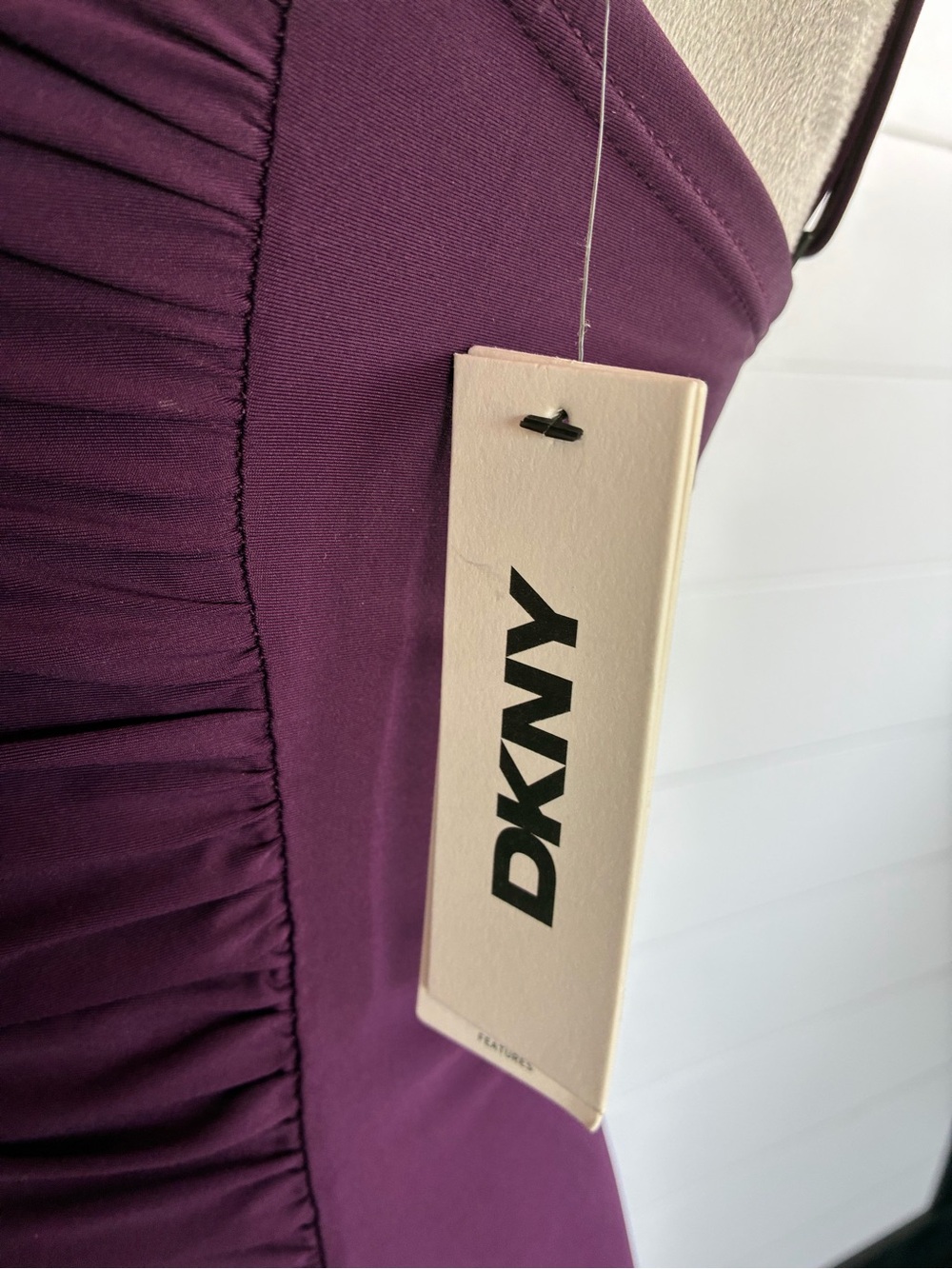 DKNY Deep Plum Ruched One-Piece Swimsuit Sz Medium NWT/0226 - Picture 6 of 12